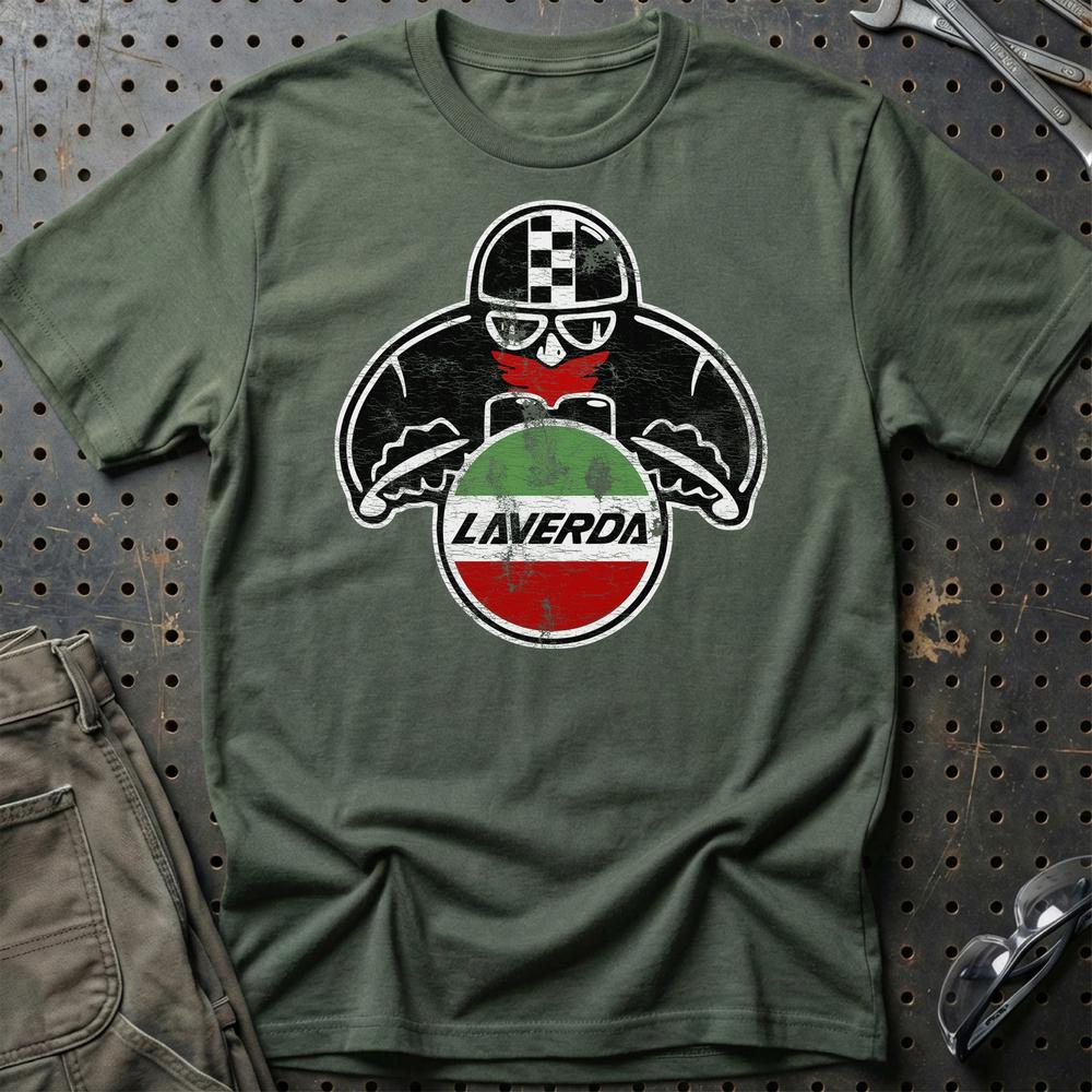 Laverda Biker Vintage Style T-Shirt-Beklædning-Laverda-Grøn Militær-S-Garage Culture Shop- garage - man cave - merchandise