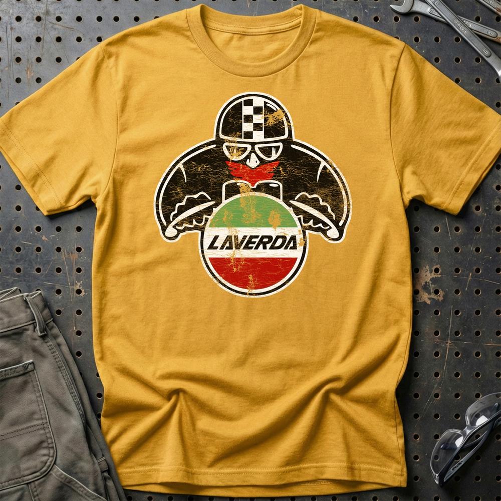 Laverda Biker Vintage Style T-Shirt-Beklædning-Laverda-Guld-S-Garage Culture Shop- garage - man cave - merchandise