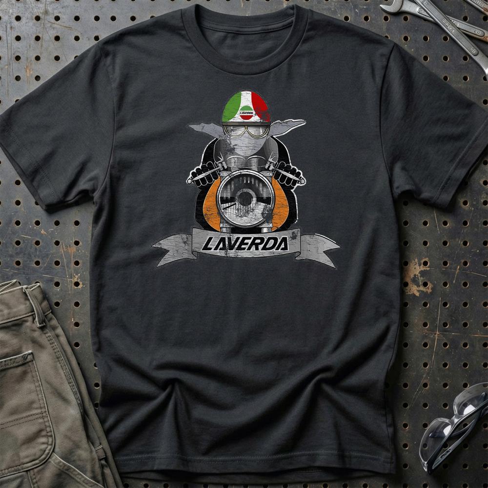 Laverda Biker Vintage Style T-Shirt-Beklædning-Laverda-Sort-S-Garage Culture Shop- garage - man cave - merchandise