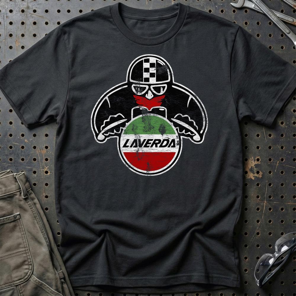 Laverda Biker Vintage Style T-Shirt-Beklædning-Laverda-Sort-S-Garage Culture Shop- garage - man cave - merchandise