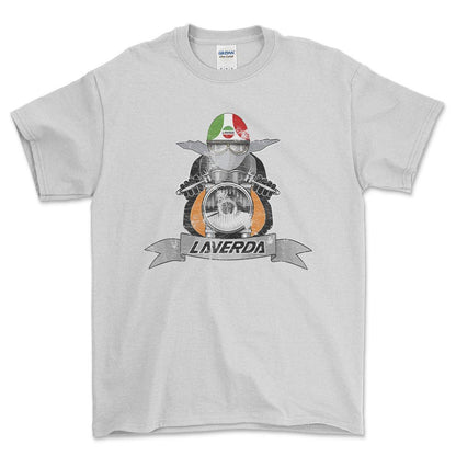 Laverda Biker Vintage Style Unisex T-Shirt , Bomuld-Beklædning-Laverda-Hvid-S-Forside-Garage Culture Shop- garage - man cave - merchandise