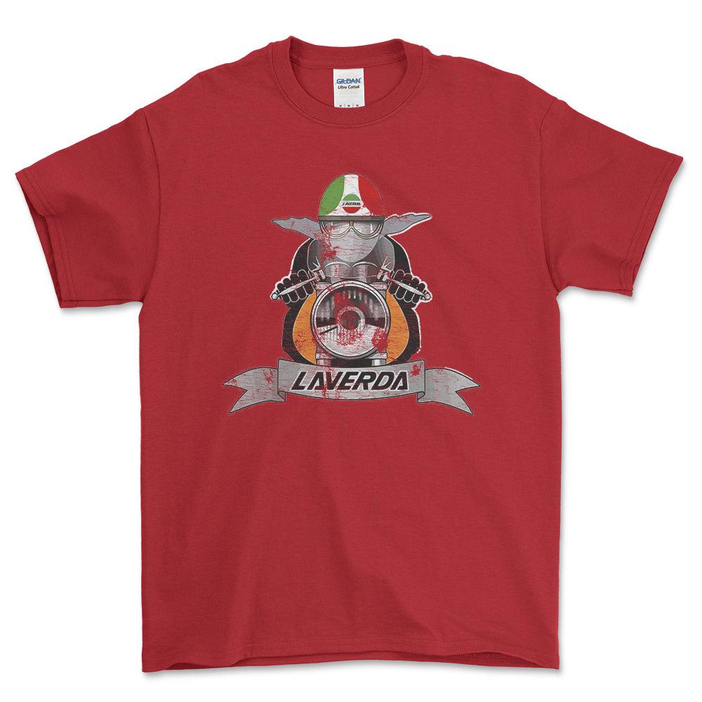 Laverda Biker Vintage Style Unisex T-Shirt , Bomuld-Beklædning-Laverda-Rød-S-Forside-Garage Culture Shop- garage - man cave - merchandise