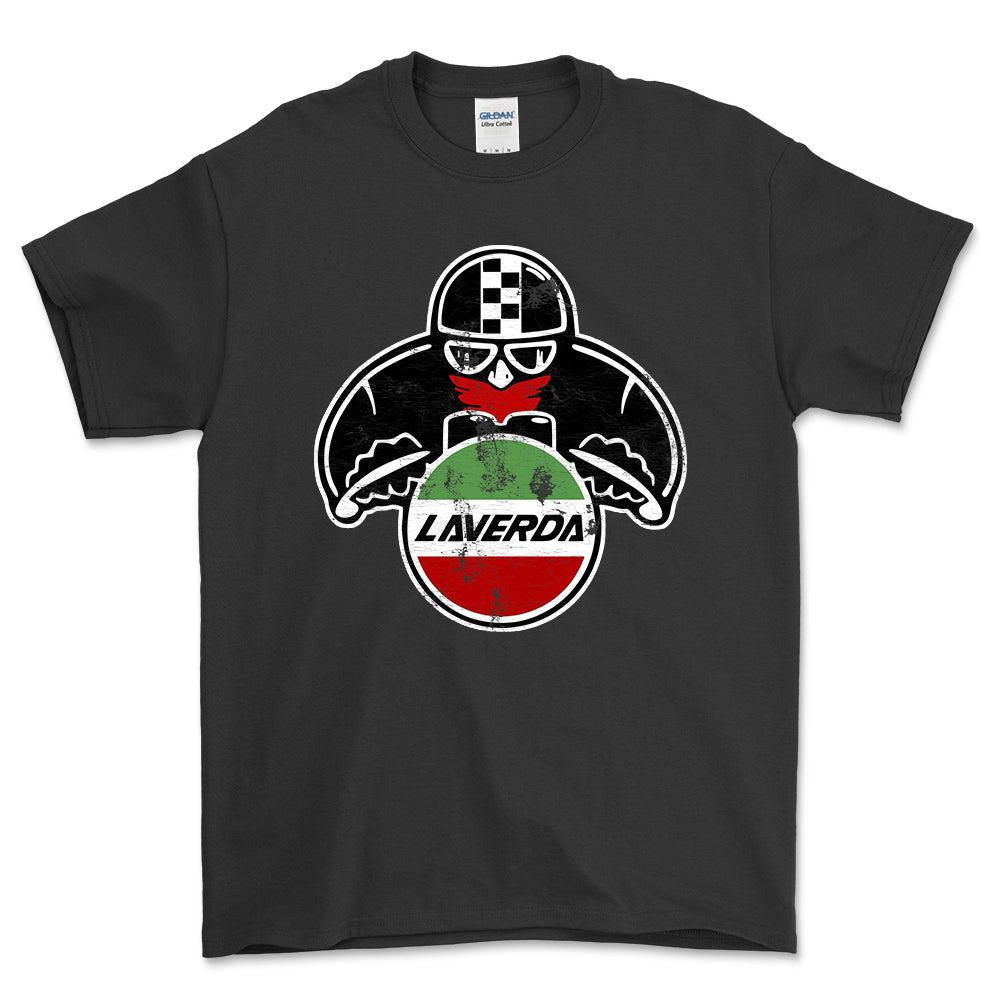 Laverda Biker Vintage Style Unisex T-Shirt , Bomuld-Beklædning-Laverda-Sort-S-Forside-Garage Culture Shop- garage - man cave - merchandise