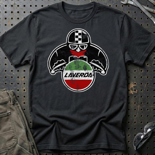 Laverda Biker Vintage Style Unisex T-Shirt , Bomuld-Beklædning-Laverda-Sort-S-Garage Culture Shop- garage - man cave - merchandise