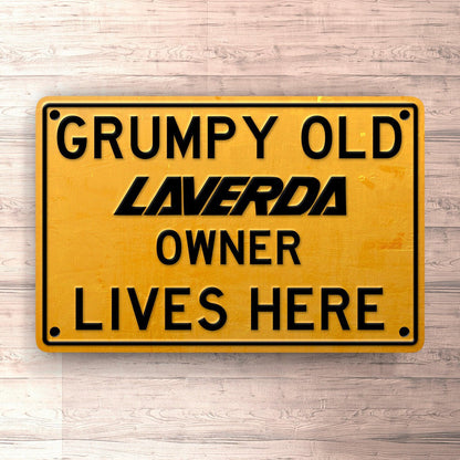 Laverda Grumpy Old Laverda Owner Lives Here Skilte, Musemåtte, Dørmåtte , Plakat-Skilte-Laverda-Garage Culture Shop- garage - man cave - merchandise