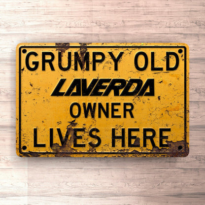 Laverda Grumpy Old Laverda Owner Lives Here Skilte, Musemåtte, Dørmåtte , Plakat-Skilte-Laverda-Garage Culture Shop- garage - man cave - merchandise