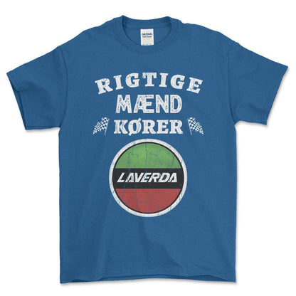 Laverda Rigtige Mænd Kører - Unisex T-Shirt , Bomuld-Beklædning-Laverda-Blå Royal-S-Forside-Garage Culture Shop- garage - man cave - merchandise