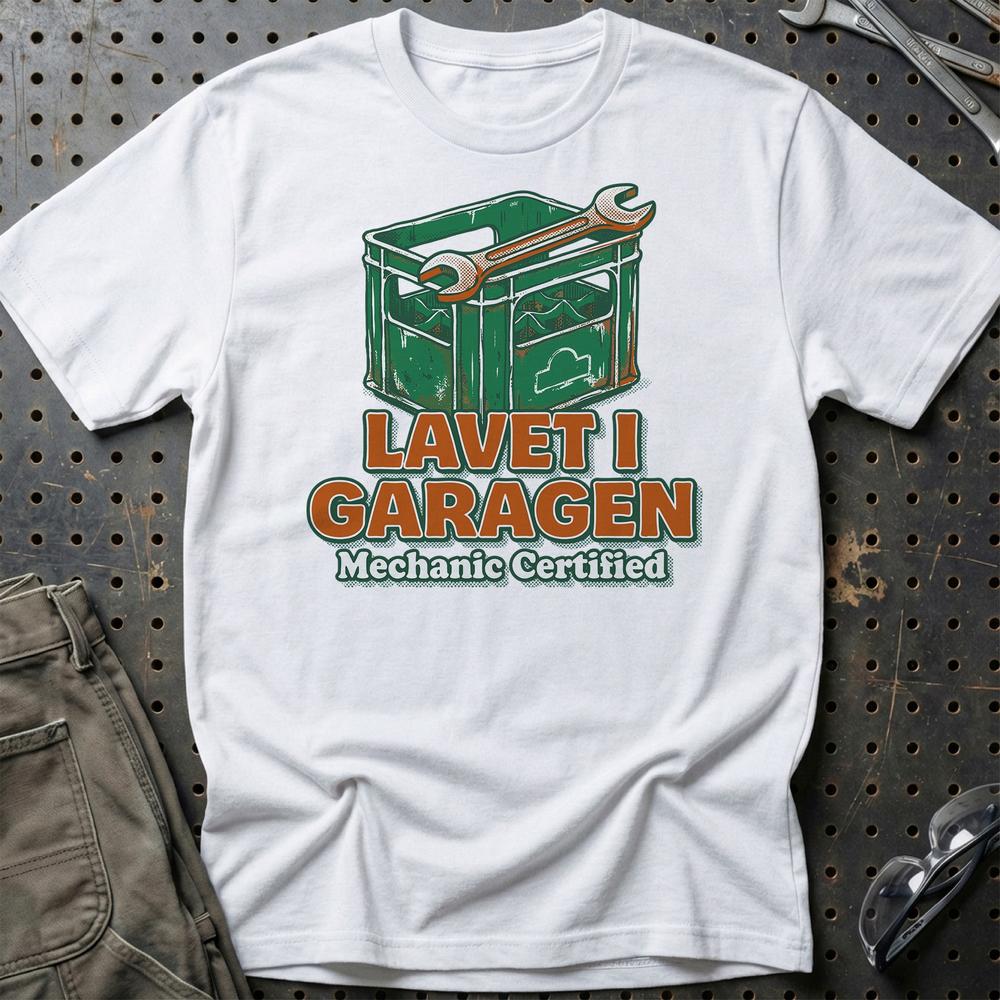 Lavet i Garagen - Mekaniker T-Shirt-Beklædning-Garage Culture-Hvid-S-Garage Culture Shop- garage - man cave - merchandise