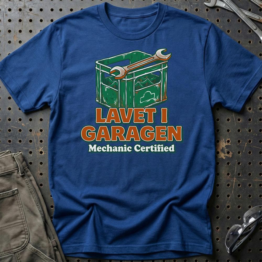 Lavet i Garagen - Mekaniker T-Shirt-Beklædning-Garage Culture-Blå Royal-S-Garage Culture Shop- garage - man cave - merchandise