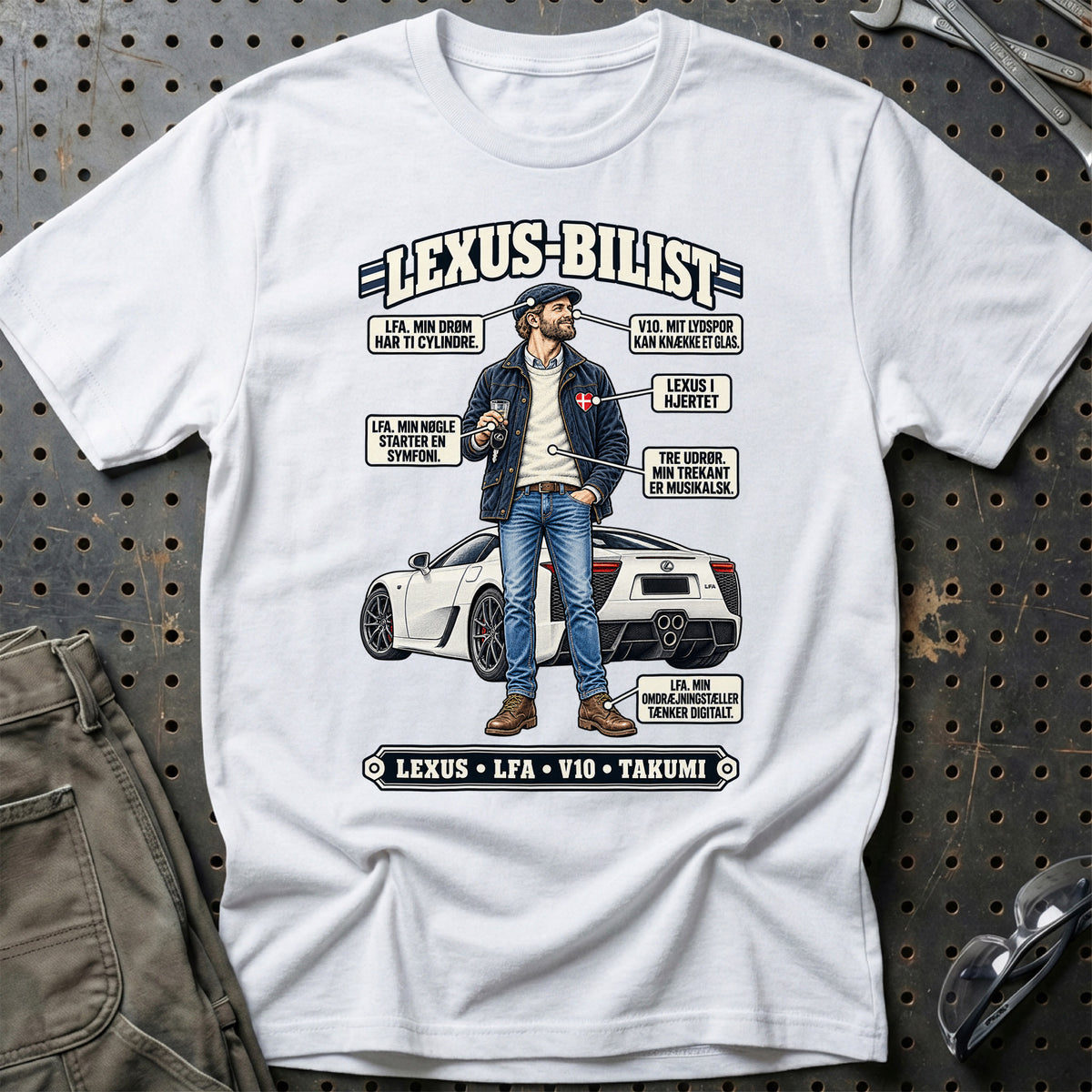 
Lexus-Bilist T-Shirt – Hvid