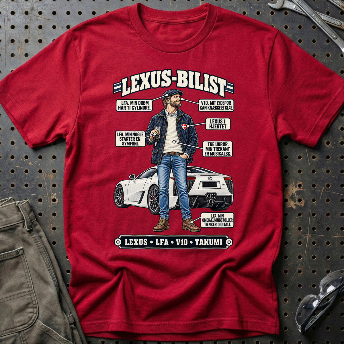 
Lexus-Bilist T-Shirt – Rød