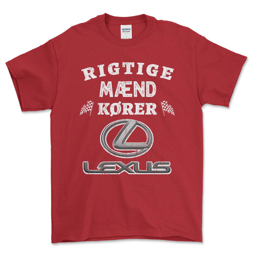 Lexus Rigtige Mænd Kører - Unisex T-Shirt , Bomuld-Beklædning-Lexus-Rød-S-Forside-Garage Culture Shop- garage - man cave - merchandise