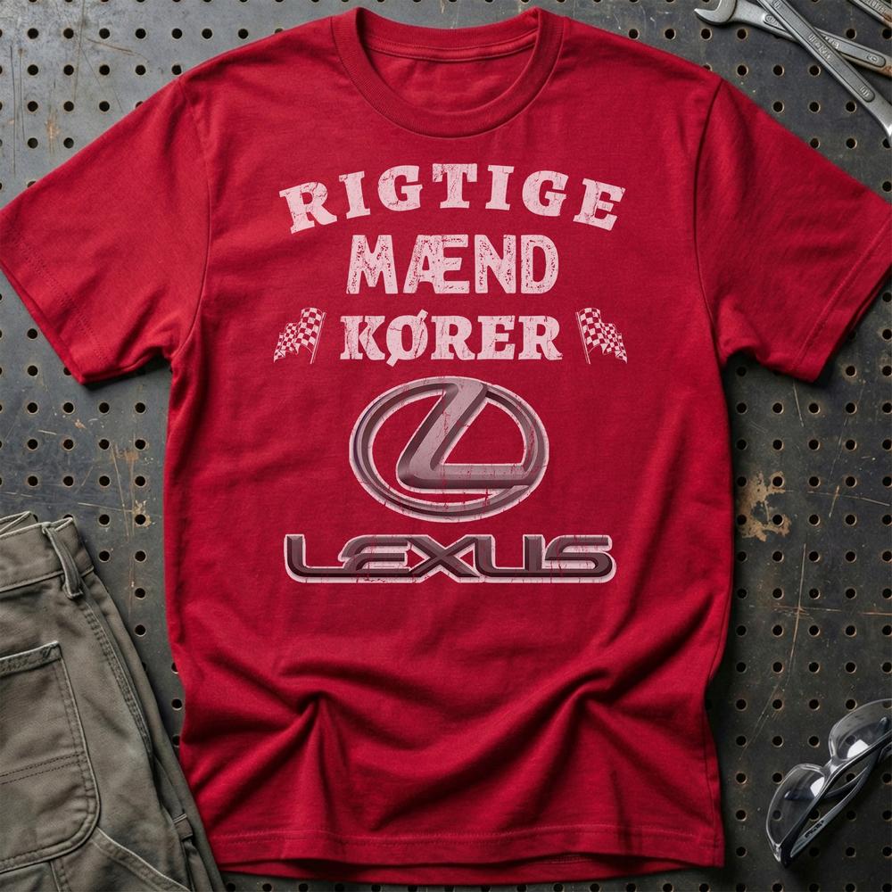 Lexus Rigtige Mænd Kører - Unisex T-Shirt , Bomuld-Beklædning-Lexus-Rød-S-Garage Culture Shop- garage - man cave - merchandise