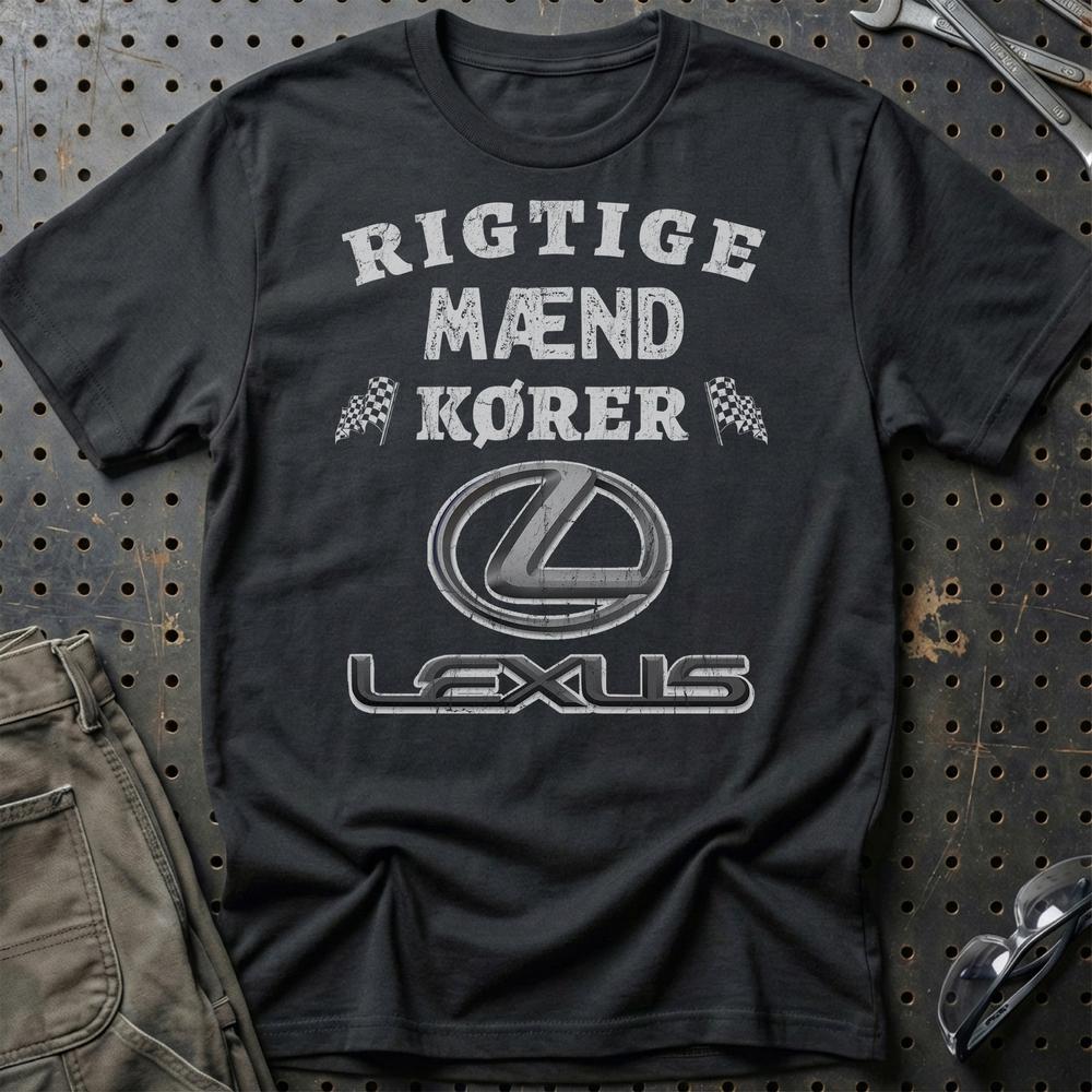 Lexus Rigtige Mænd Kører - Unisex T-Shirt , Bomuld-Beklædning-Lexus-Sort-S-Garage Culture Shop- garage - man cave - merchandise