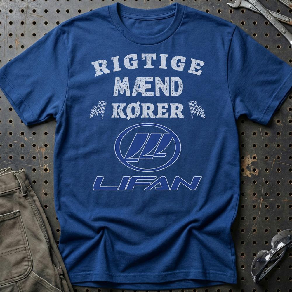 Lifan Rigtige Mænd Kører T-Shirt-Beklædning-Lifan-Blå Royal-S-Garage Culture Shop- garage - man cave - merchandise