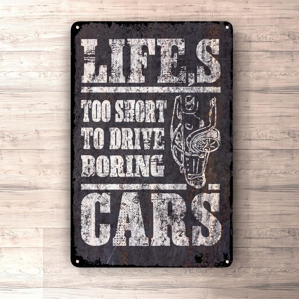 Life Is Too Short To Drive Boring Cars Skilte, Musemåtte, Dørmåtte , Plakat-Skilte-Funny Garage-Garage Culture Shop- garage - man cave - merchandise