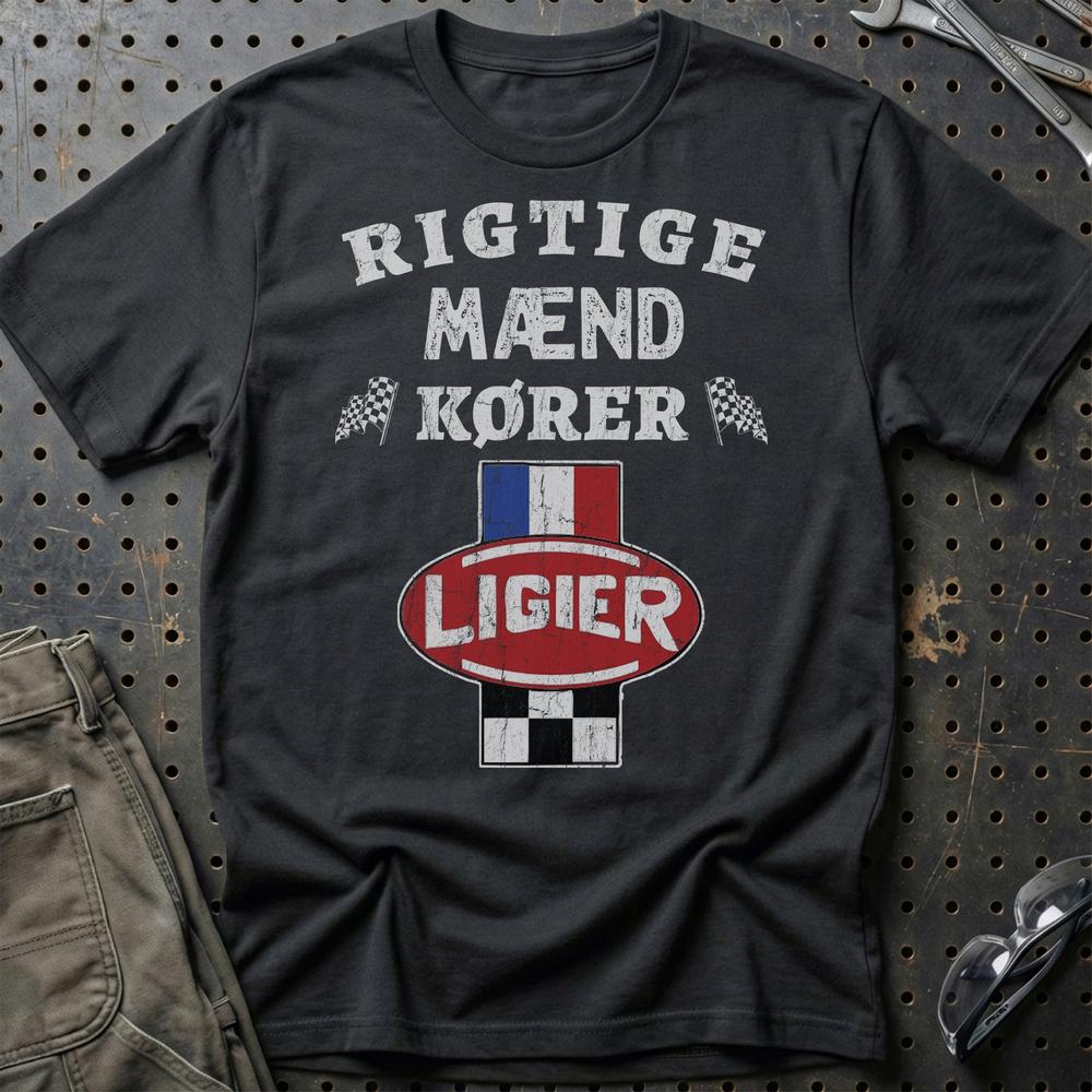 Ligier Rigtige Mænd Kører T-Shirt-Beklædning-Ligier-Sort-S-Garage Culture Shop- garage - man cave - merchandise