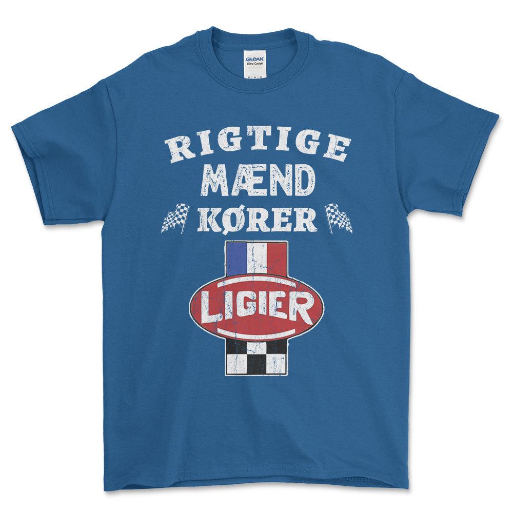Ligier Rigtige Mænd Kører - Unisex T-Shirt , Bomuld-Beklædning-Ligier-Blå Royal-S-Forside-Garage Culture Shop- garage - man cave - merchandise