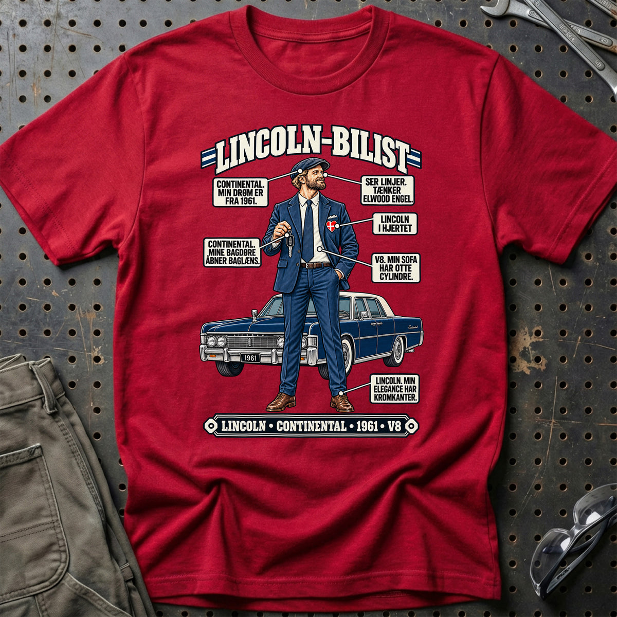 
Lincoln-Bilist T-Shirt – Rød