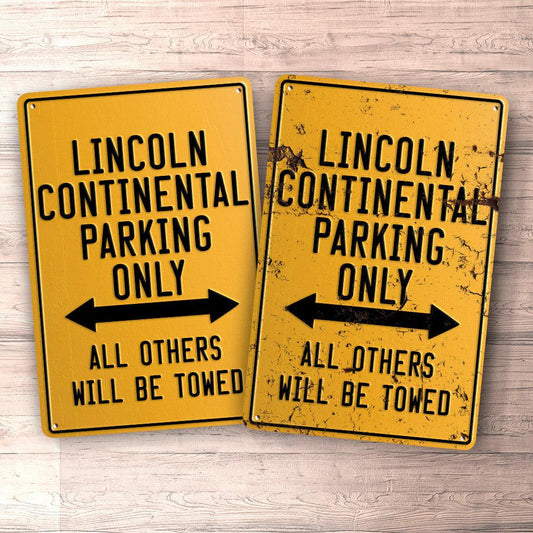 Lincoln Continental Parking Only Skilte, Musemåtte, Dørmåtte , Plakat-Parking skilte-Lincoln-Garage Culture Shop- garage - man cave - merchandise