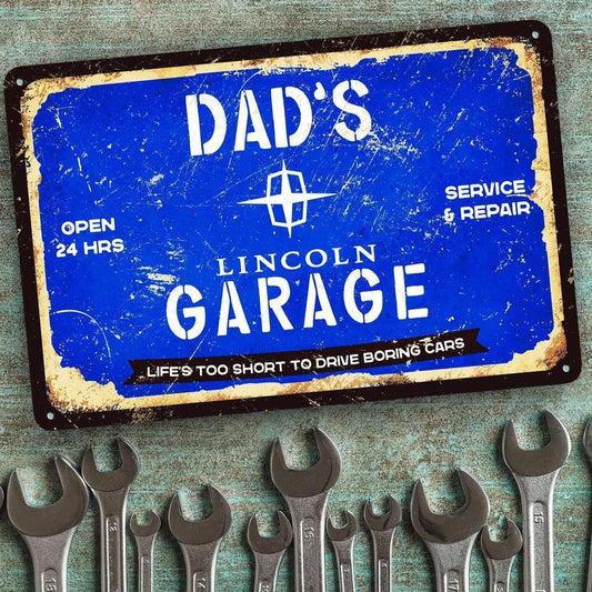 Lincoln Dads Garage Skilte, Musemåtte, Dørmåtte , Plakat-Skilte-Lincoln-Garage Culture Shop- garage - man cave - merchandise