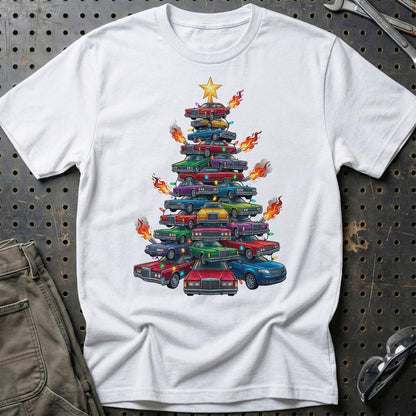 Lincoln Juletræ Christmas Tree - Unisex T-Shirt-Beklædning-Lincoln-Hvid-S-Garage Culture Shop- garage - man cave - merchandise