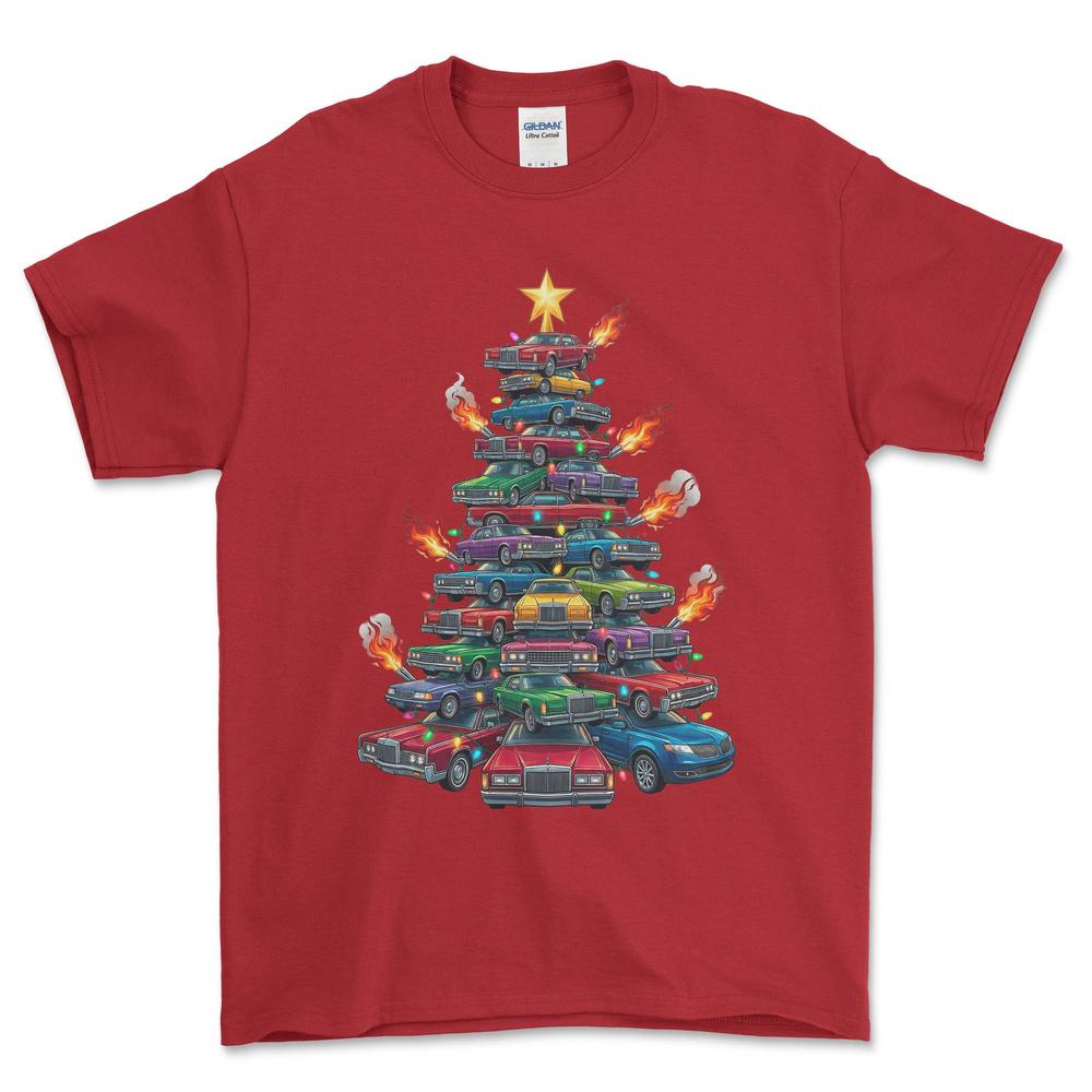 Lincoln Juletræ Christmas Tree - Unisex T-Shirt-Beklædning-Lincoln-Rød-S-Forside-Garage Culture Shop- garage - man cave - merchandise
