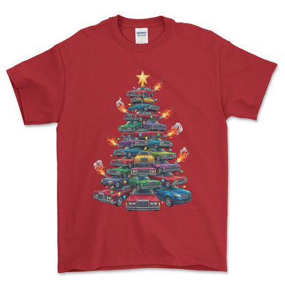 Lincoln Juletræ Christmas Tree - Unisex T-Shirt-Beklædning-Lincoln-Rød-S-Forside-Garage Culture Shop- garage - man cave - merchandise