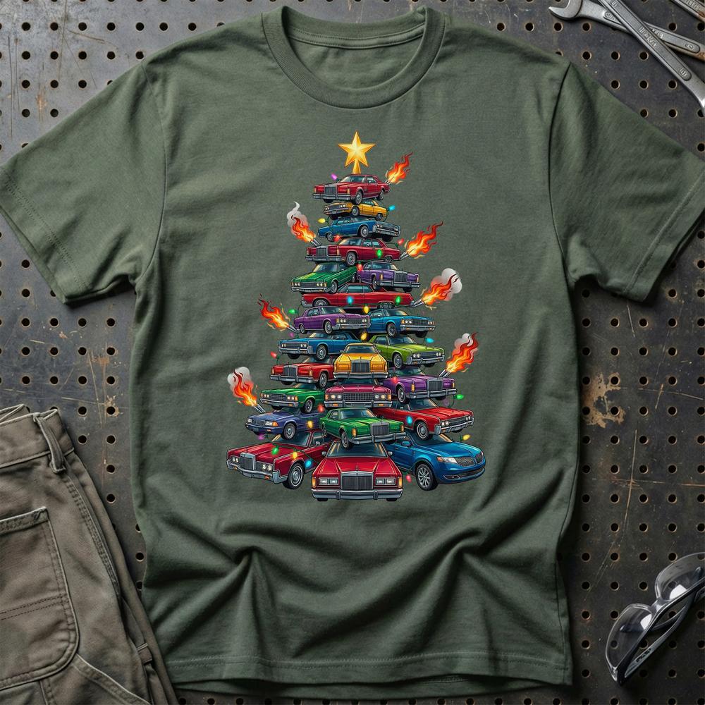Lincoln Juletræ Christmas Tree - Unisex T-Shirt-Beklædning-Lincoln-Grøn Militær-S-Garage Culture Shop- garage - man cave - merchandise