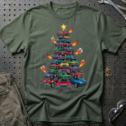 Lincoln Juletræ Christmas Tree - Unisex T-Shirt-Beklædning-Lincoln-Grøn Militær-S-Garage Culture Shop- garage - man cave - merchandise