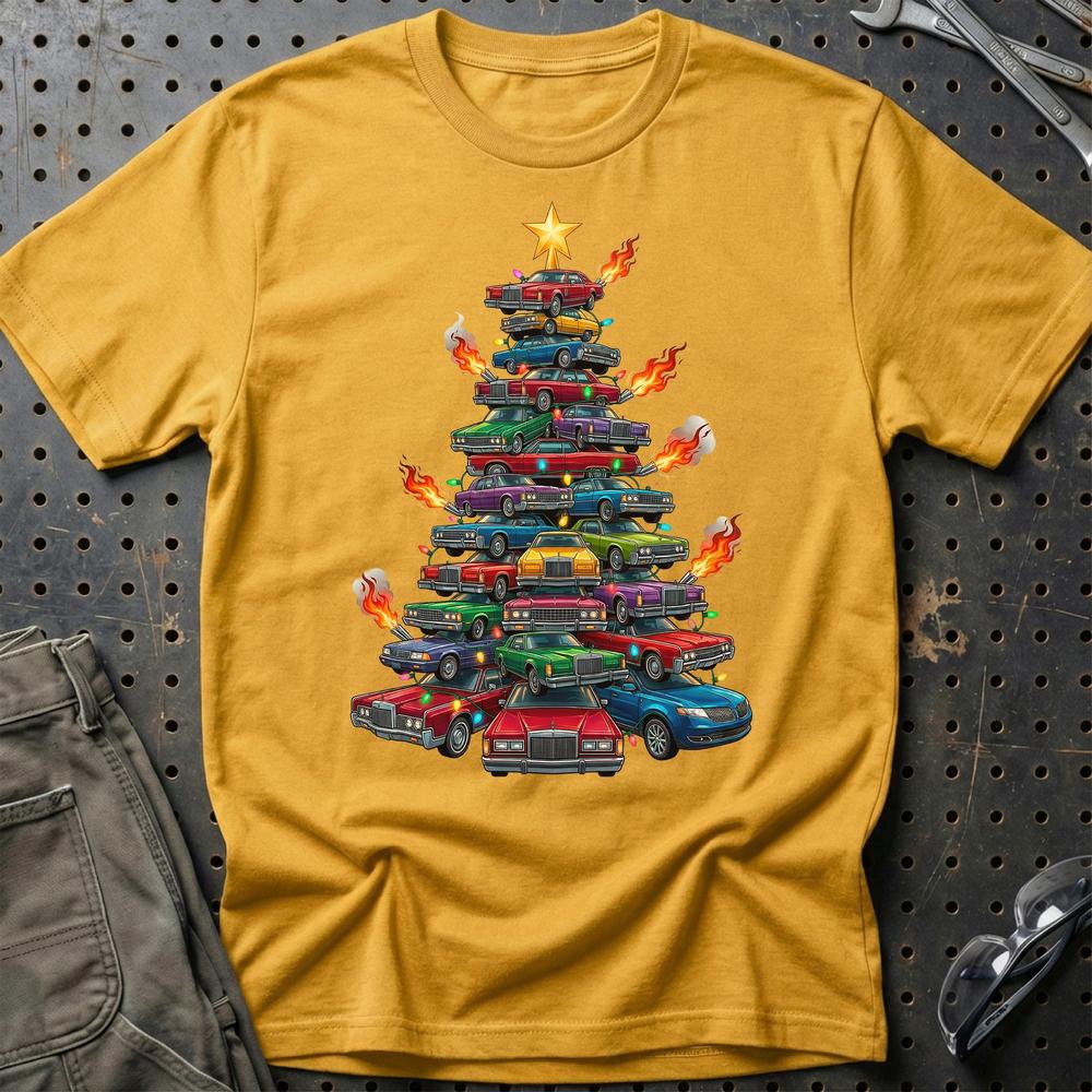 Lincoln Juletræ Christmas Tree - Unisex T-Shirt-Beklædning-Lincoln-Guld-S-Garage Culture Shop- garage - man cave - merchandise