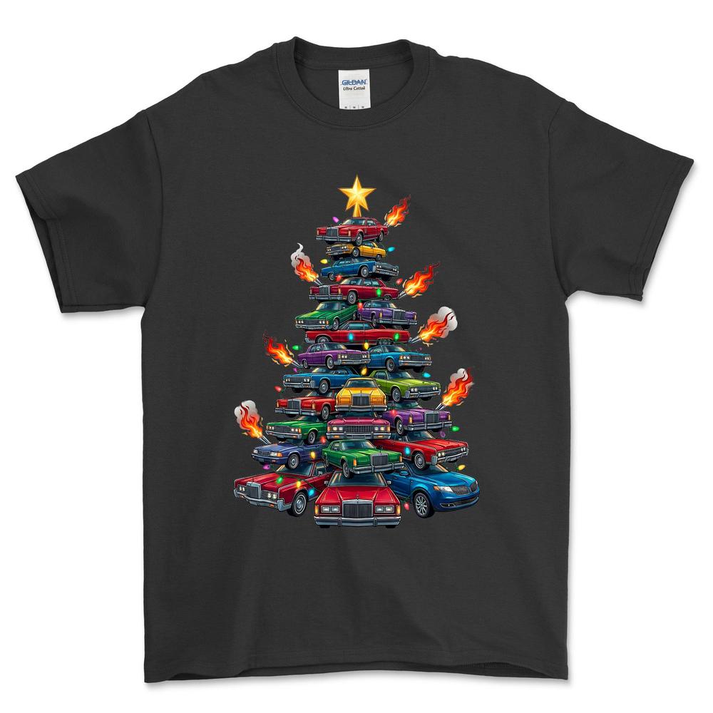 Lincoln Juletræ Christmas Tree - Unisex T-Shirt-Beklædning-Lincoln-Sort-S-Forside-Garage Culture Shop- garage - man cave - merchandise