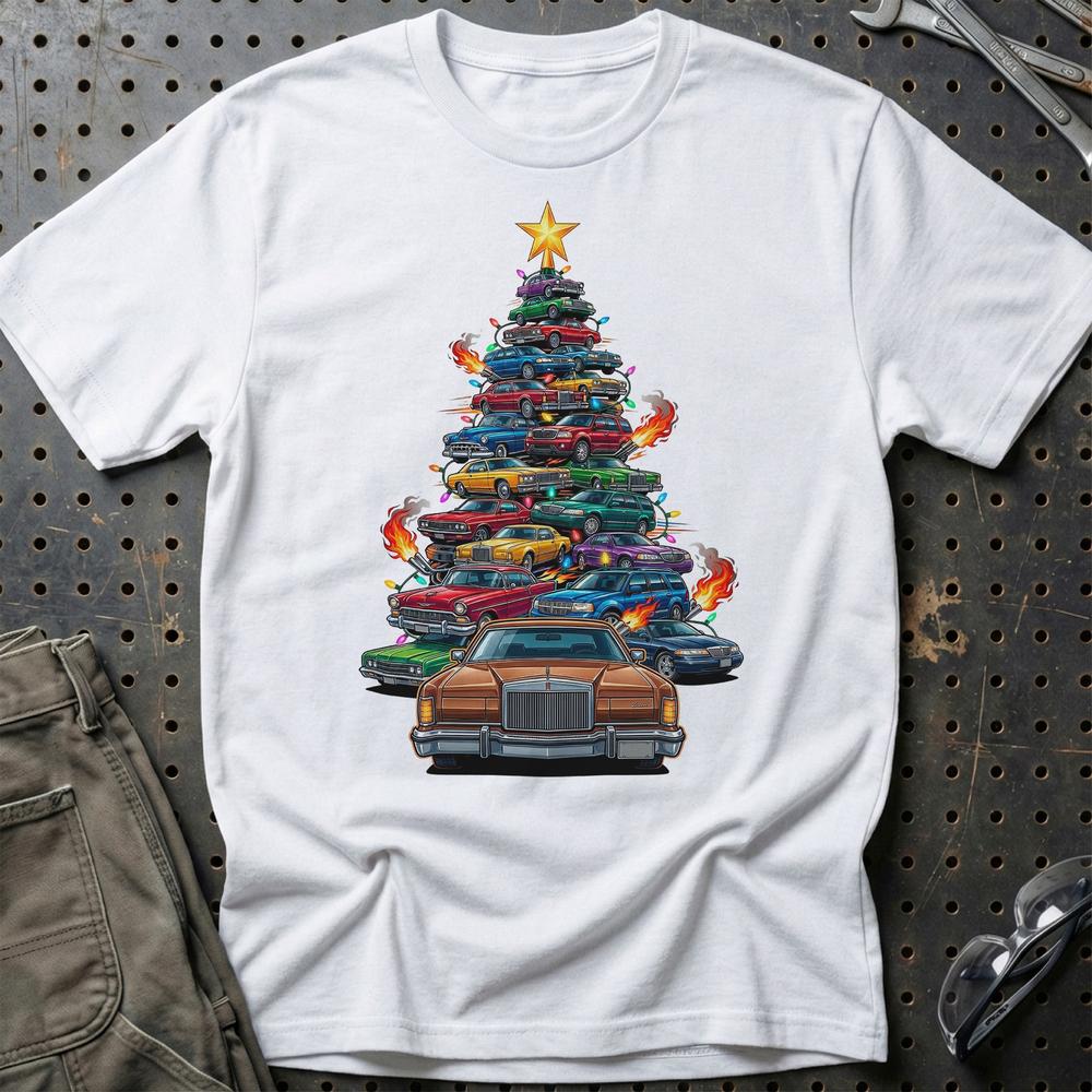 Lincoln MK4 Juletræ Christmas Tree - Unisex T-Shirt-Beklædning-Lincoln-Hvid-S-Garage Culture Shop- garage - man cave - merchandise