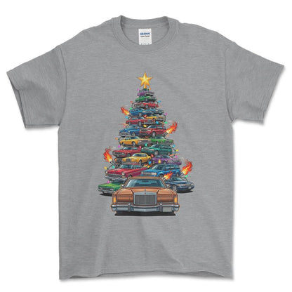 Lincoln MK4 Juletræ Christmas Tree - Unisex T-Shirt-Beklædning-Lincoln-Grå Sport-S-Forside-Garage Culture Shop- garage - man cave - merchandise