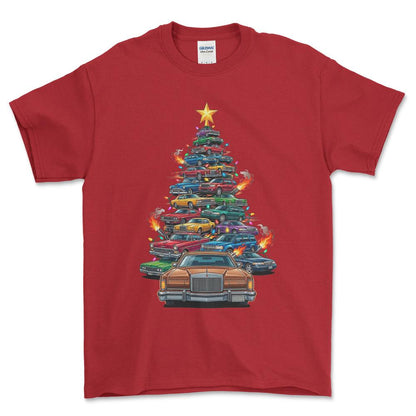 Lincoln MK4 Juletræ Christmas Tree - Unisex T-Shirt-Beklædning-Lincoln-Rød-S-Forside-Garage Culture Shop- garage - man cave - merchandise