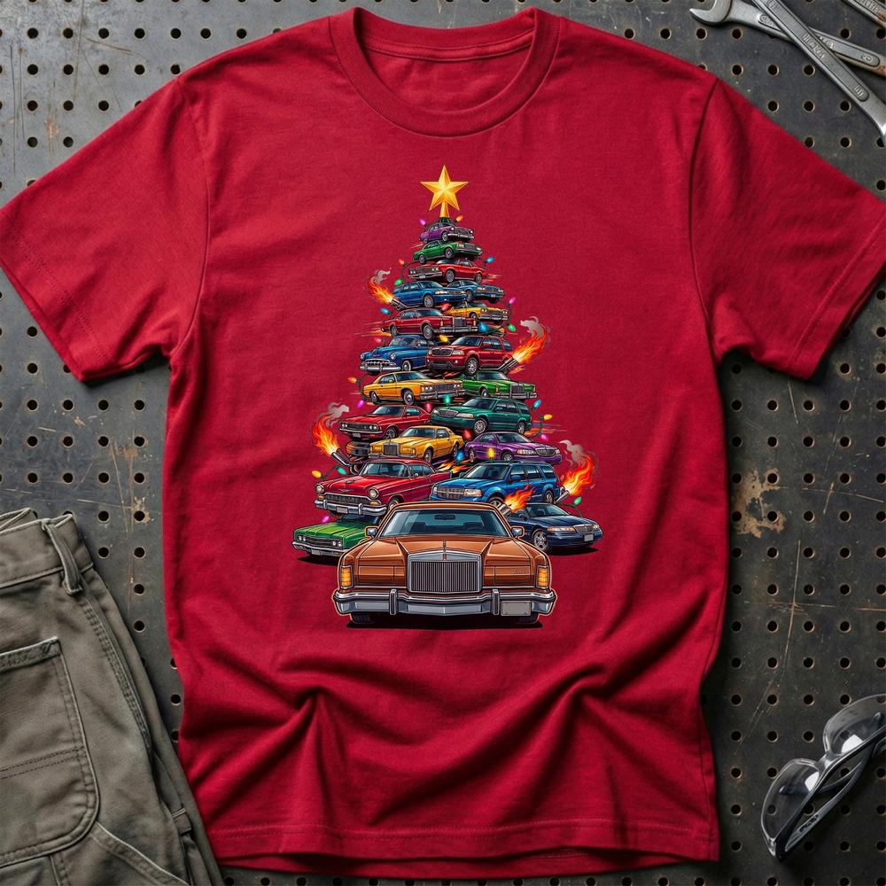 Lincoln MK4 Juletræ Christmas Tree - Unisex T-Shirt-Beklædning-Lincoln-Rød-S-Garage Culture Shop- garage - man cave - merchandise