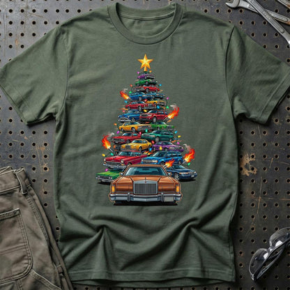 Lincoln MK4 Juletræ Christmas Tree - Unisex T-Shirt-Beklædning-Lincoln-Grøn Militær-S-Garage Culture Shop- garage - man cave - merchandise