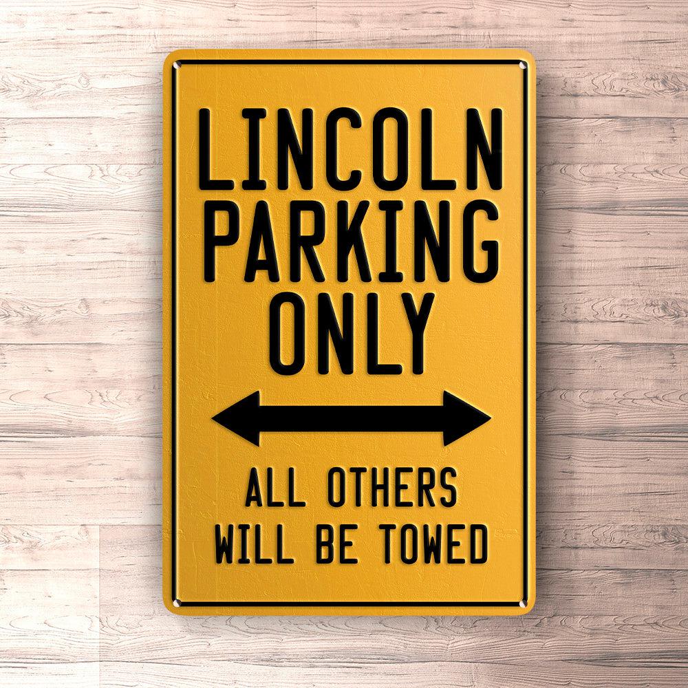 Lincoln Parking Only Skilte, Musemåtte, Dørmåtte , Plakat-Parking skilte-Lincoln-Garage Culture Shop- garage - man cave - merchandise