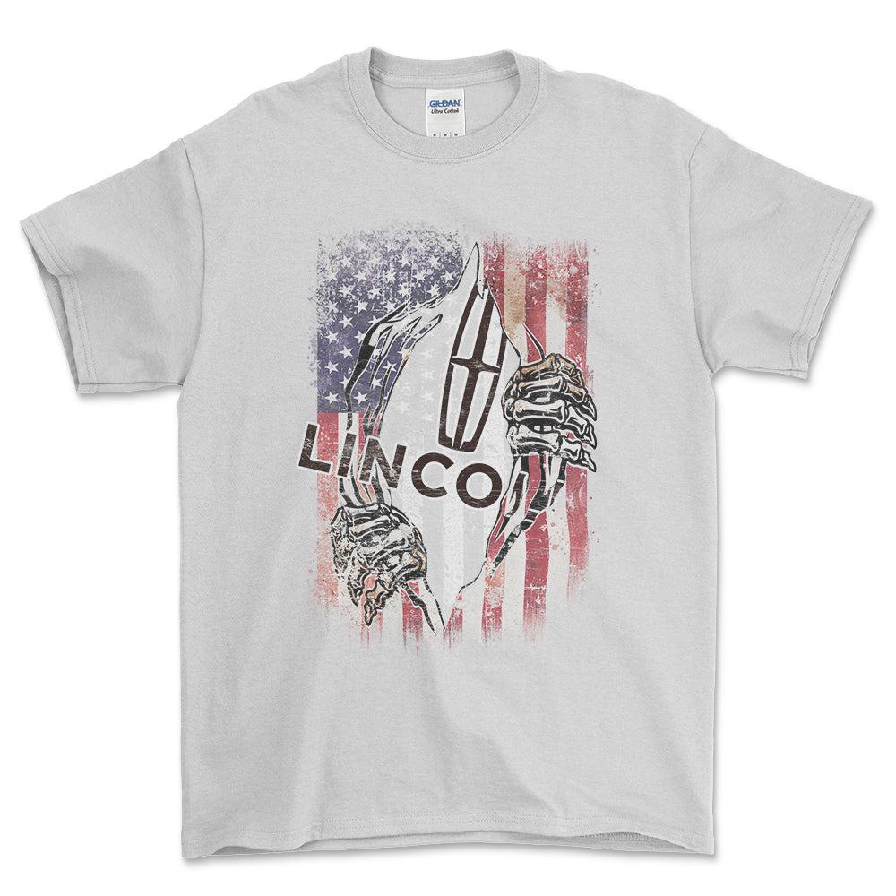 Lincoln US Flag T-Shirt-Beklædning-Lincoln-Hvid-S-Garage Culture Shop- garage - man cave - merchandise