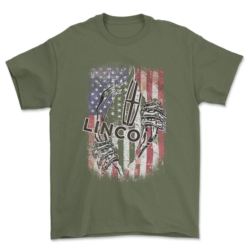 Lincoln US Flag T-Shirt-Beklædning-Lincoln-Grøn Militær-S-Garage Culture Shop- garage - man cave - merchandise
