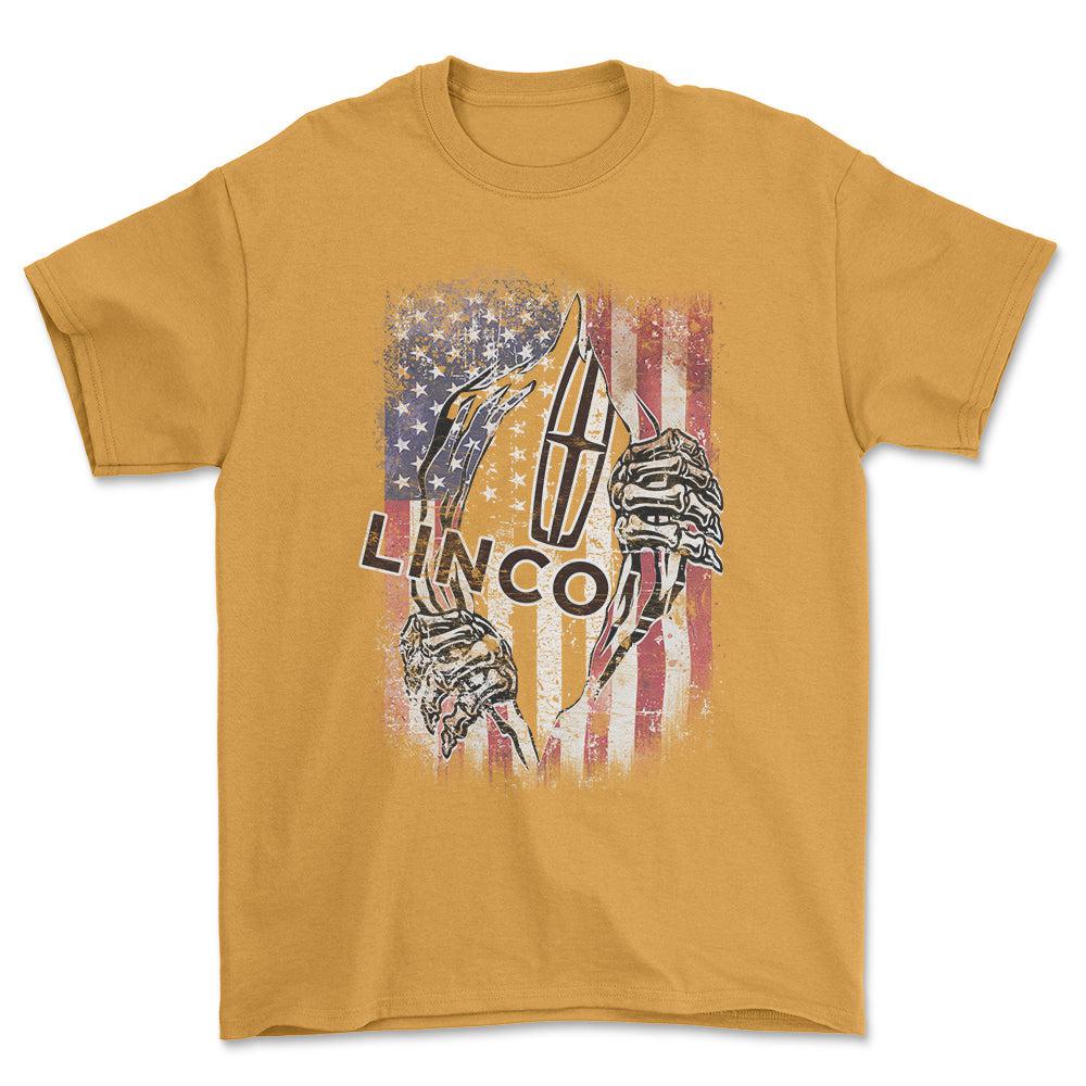 Lincoln US Flag T-Shirt-Beklædning-Lincoln-Guld-S-Garage Culture Shop- garage - man cave - merchandise