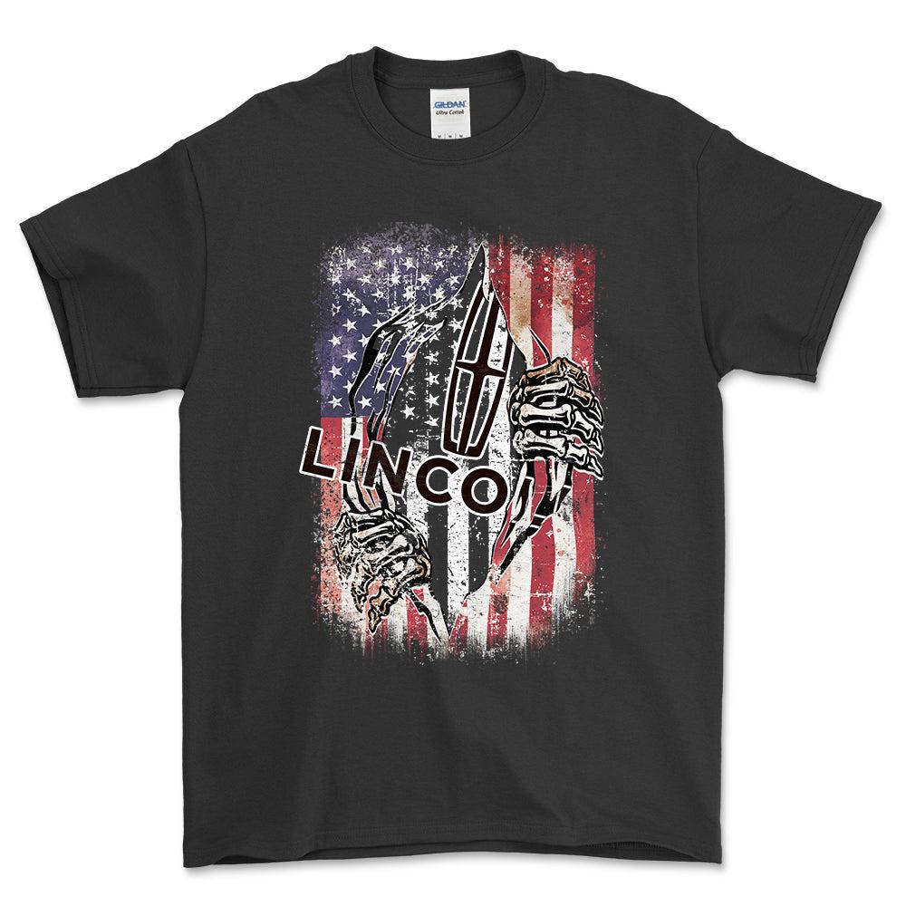 Lincoln US Flag T-Shirt-Beklædning-Lincoln-Sort-S-Garage Culture Shop- garage - man cave - merchandise