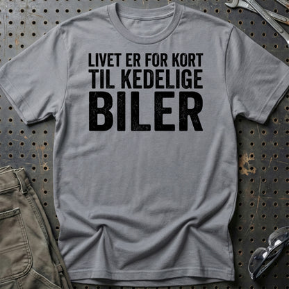 Livet Er For Kort til Kedelige Biler – Dansk Bilkultur - Unisex T-Shirt , Bomuld-Beklædning-Garage Culture-Grå Sport-S-Garage Culture Shop- garage - man cave - merchandise