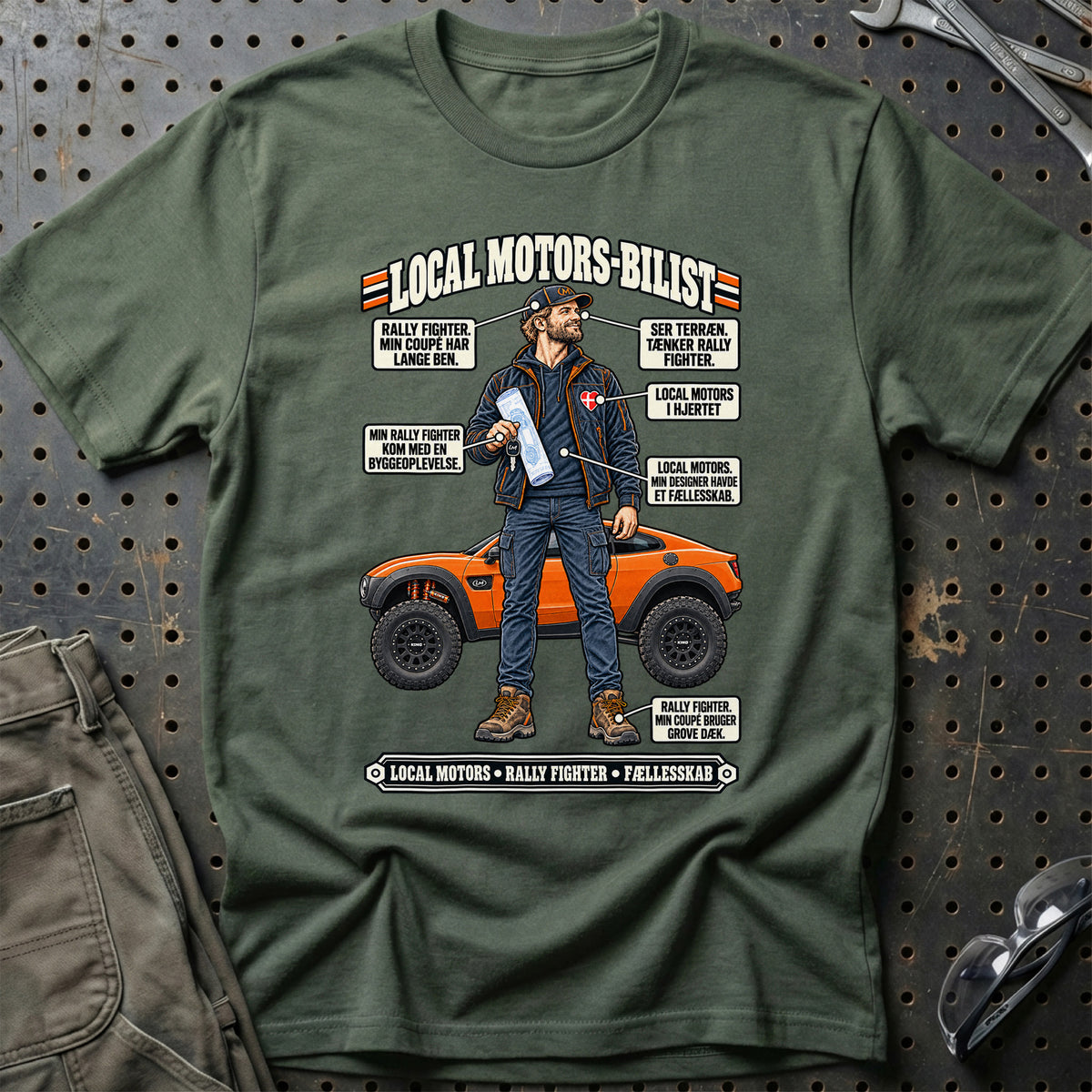
Local Motors-Bilist T-Shirt – Grøn Militær