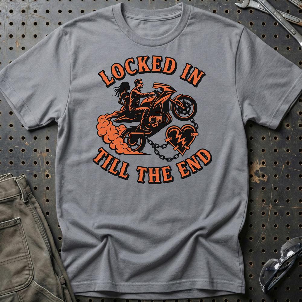 Locked In Till The End – Unisex T-Shirt , Bomuld-Beklædning-Garage Culture-Grå Sport-S-Garage Culture Shop- garage - man cave - merchandise