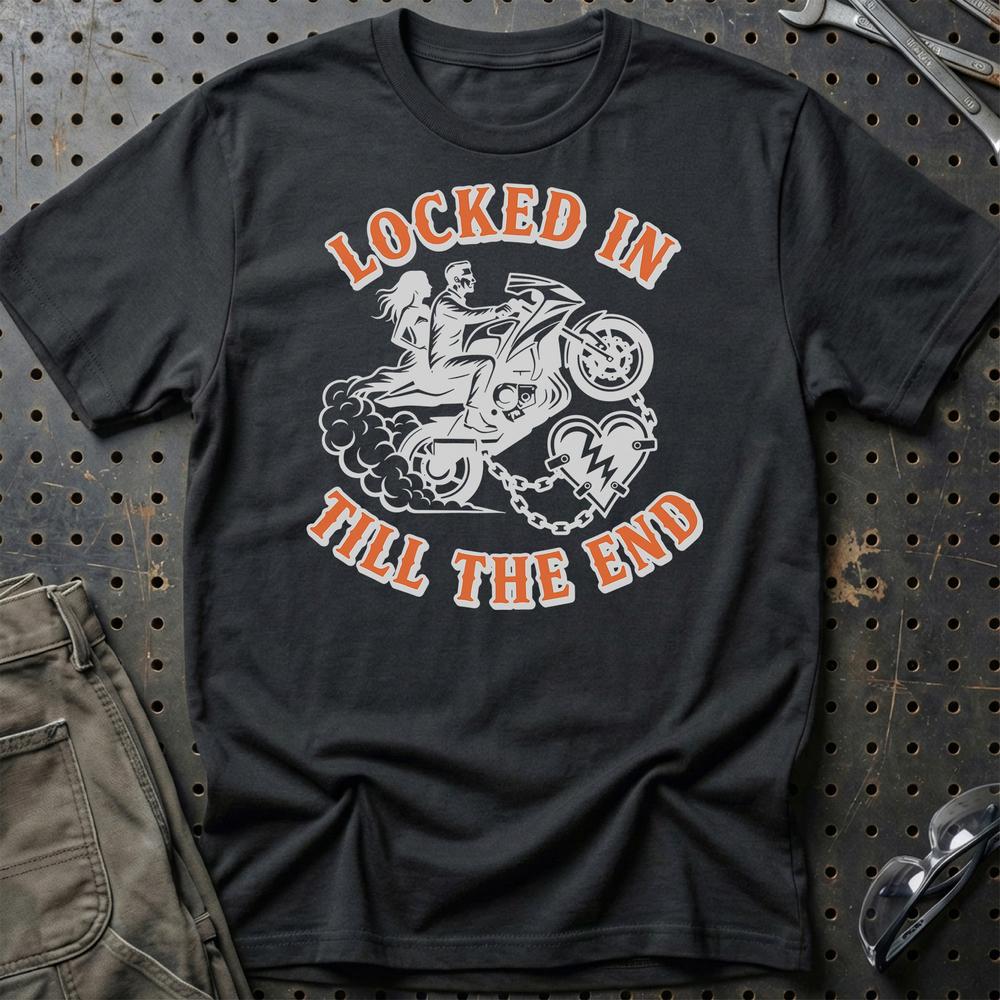 Locked In Till The End – Unisex T-Shirt , Bomuld-Beklædning-Garage Culture-Sort-S-Garage Culture Shop- garage - man cave - merchandise