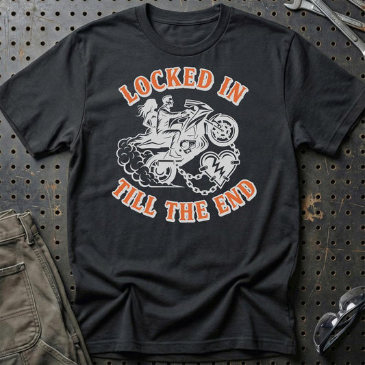 Locked In Till The End – Unisex T-Shirt , Bomuld-Beklædning-Garage Culture-Sort-S-Garage Culture Shop- garage - man cave - merchandise