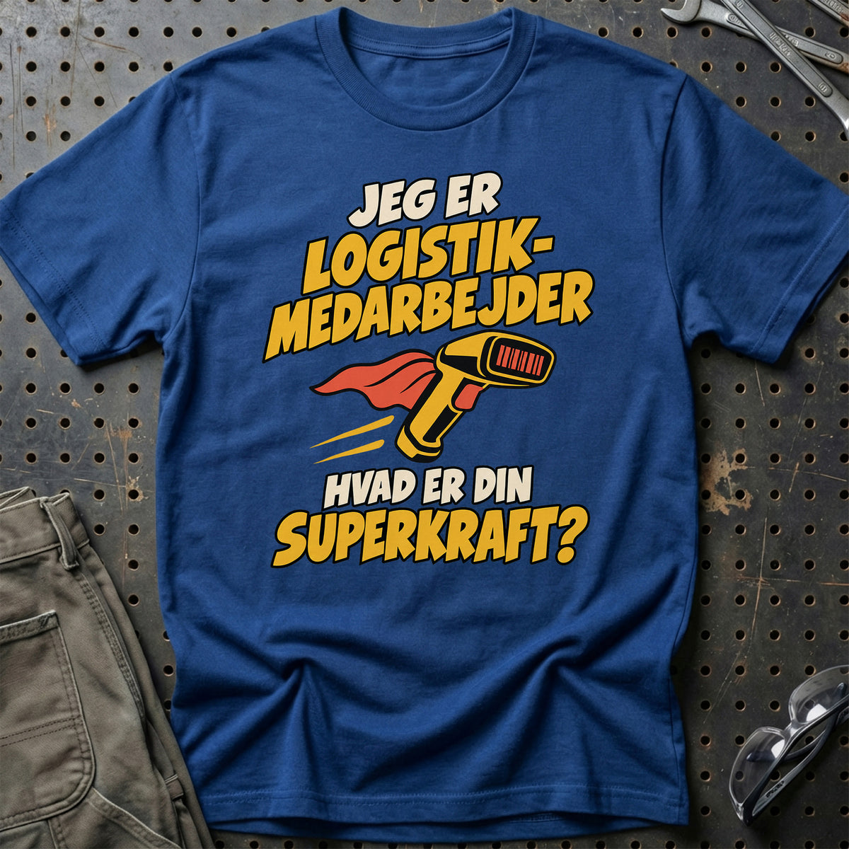 
Logistikmedarbejder – Hvad er din superkraft? – Unisex T-Shirt – Blå Royal
