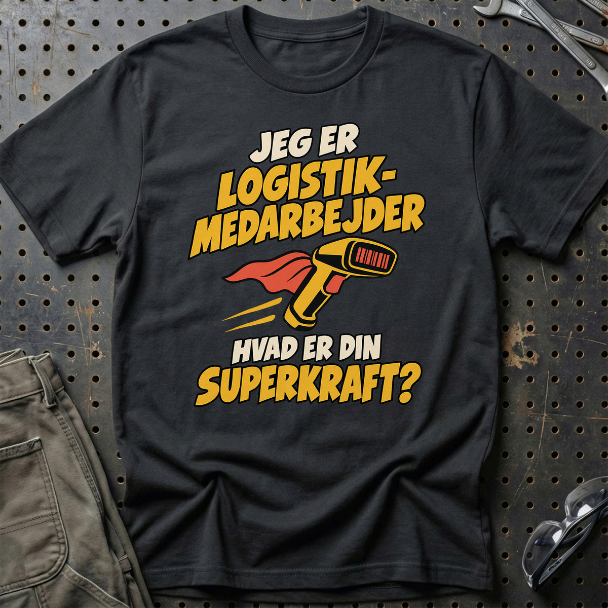 
Logistikmedarbejder – Hvad er din superkraft? – Unisex T-Shirt – Sort