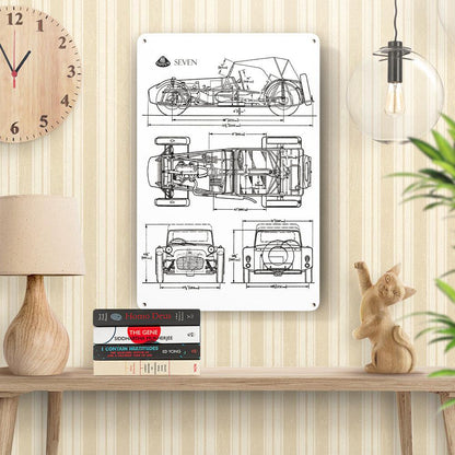 Lotus 7 Seven Blueprint Skilte, Musemåtte, Dørmåtte , Plakat-Blueprint-Lotus-Garage Culture Shop- garage - man cave - merchandise
